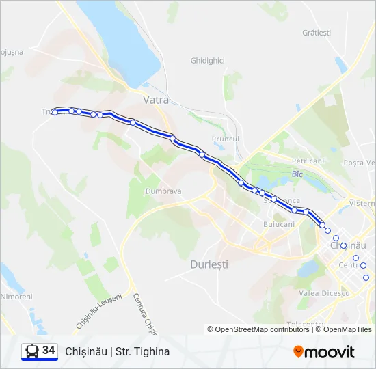 34 Trolleybus Line Map