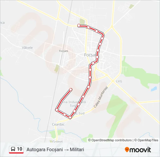 Hartă linie autobuz 10