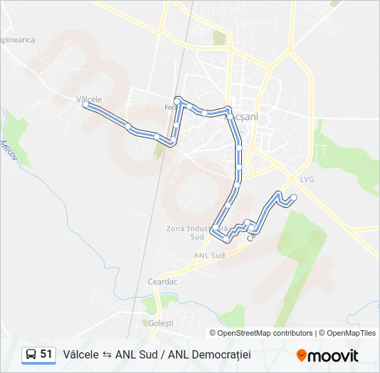 Hartă linie autobuz 51