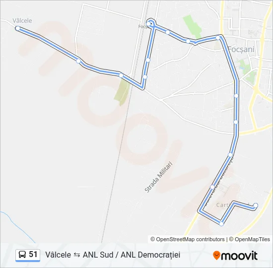 Hartă linie autobuz 51
