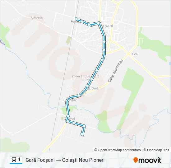 Hartă linie autobuz 1