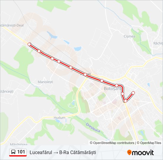 Hartă linie autobuz 101