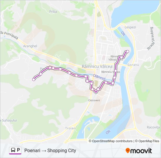 Hartă linie autobuz P