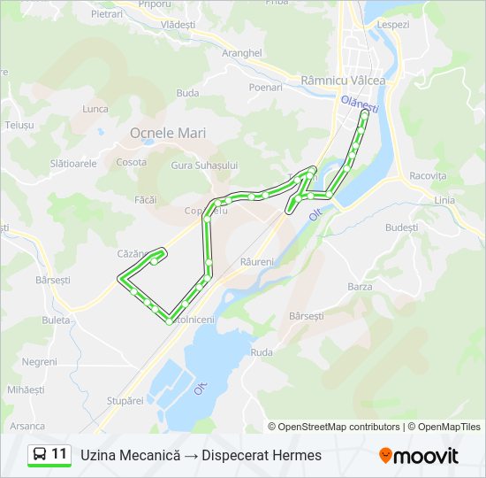 Hartă linie autobuz 11
