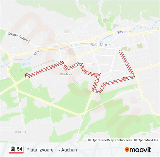 54 Trolleybus Line Map