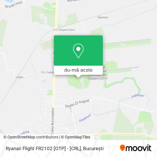 Hartă Ryanair Flight FR2102 [OTP] - [CRL]