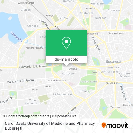 Hartă Carol Davila University of Medicine and Pharmacy