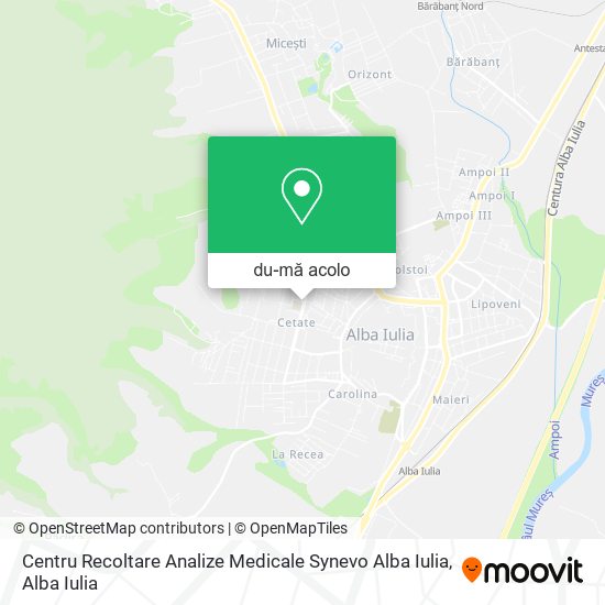 Hartă Centru Recoltare Analize Medicale Synevo Alba Iulia
