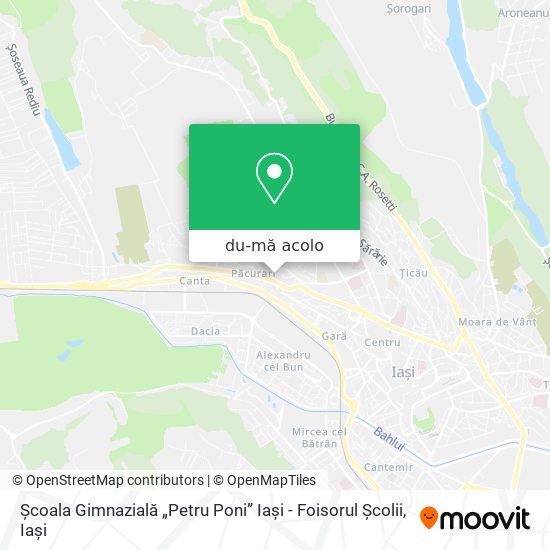 Hartă Școala Gimnazială „Petru Poni” Iași - Foisorul Școlii