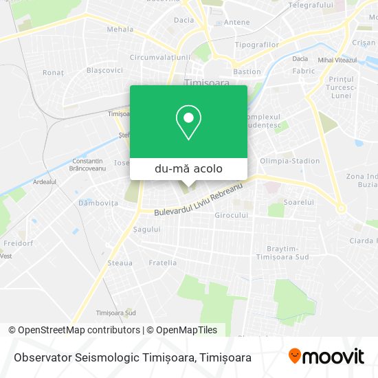 Hartă Observator Seismologic Timișoara