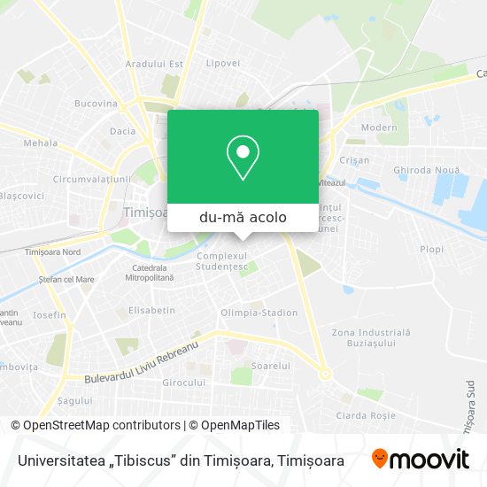 Hartă Universitatea „Tibiscus” din Timișoara