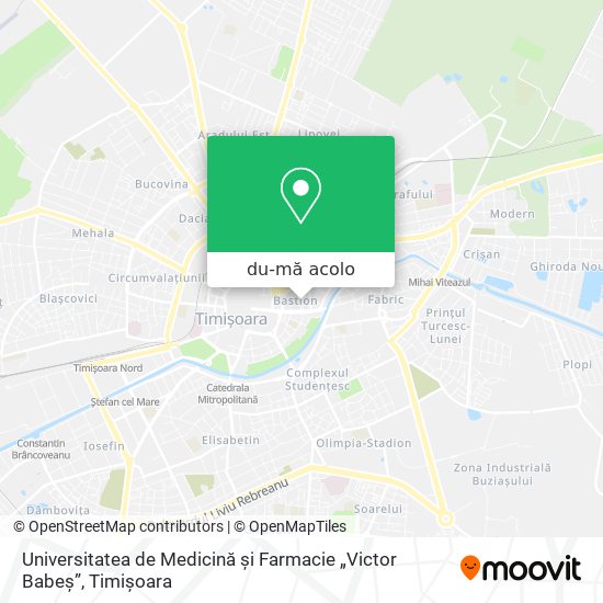 Hartă Universitatea de Medicină și Farmacie „Victor Babeș”