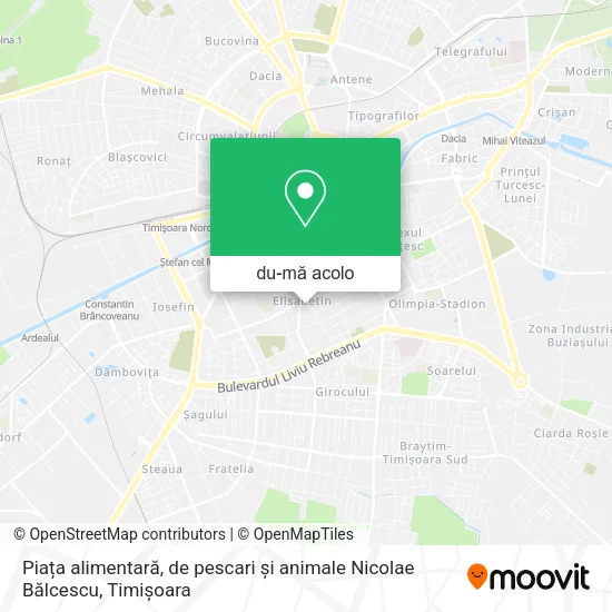Hartă Piața alimentară, de pescari și animale Nicolae Bălcescu