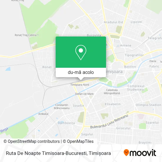 Hartă Ruta De Noapte Timisoara-Bucuresti