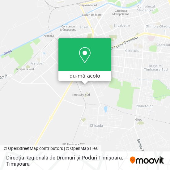 Hartă Direcția Regională de Drumuri și Poduri Timișoara