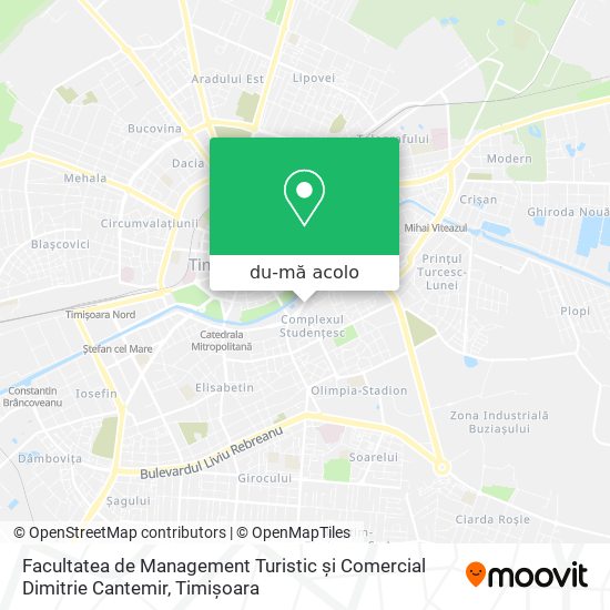 Hartă Facultatea de Management Turistic și Comercial Dimitrie Cantemir