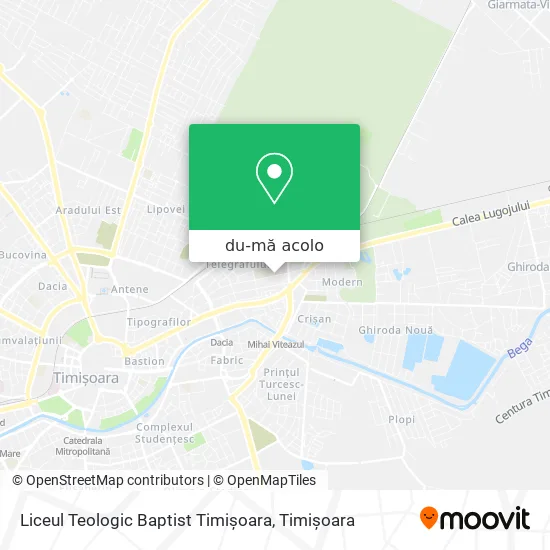 Hartă Liceul Teologic Baptist Timișoara