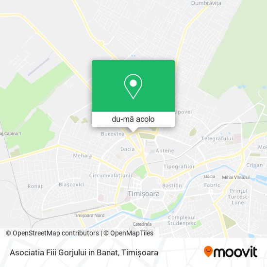 Hartă Asociatia Fiii Gorjului in Banat