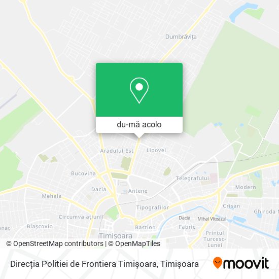 Hartă Direcția Politiei de Frontiera Timișoara