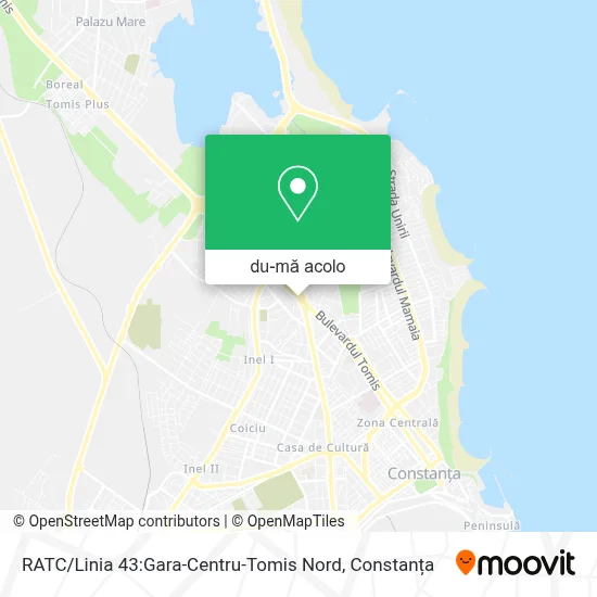 Hartă RATC / Linia 43:Gara-Centru-Tomis Nord