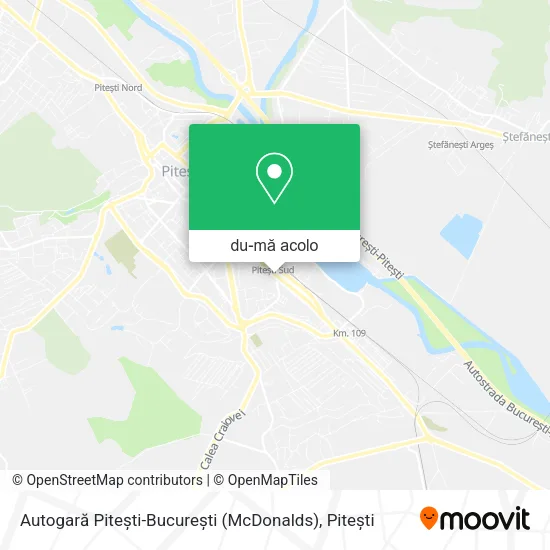 Hartă Autogară Pitești-București (McDonalds)