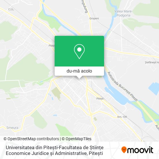 Hartă Universitatea din Pitești-Facultatea de Științe Economice Juridice și Administrative