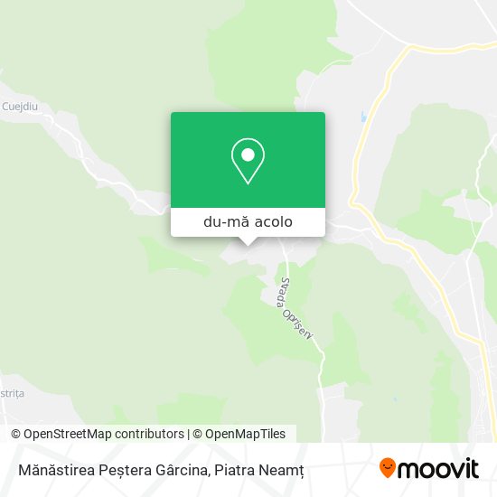 Hartă Mănăstirea Peștera Gârcina