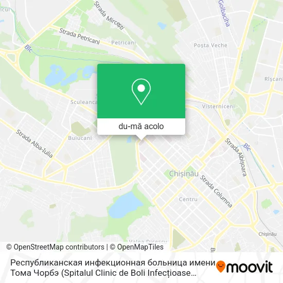 Hartă Республиканская инфекционная больница имени Тома Чорбэ