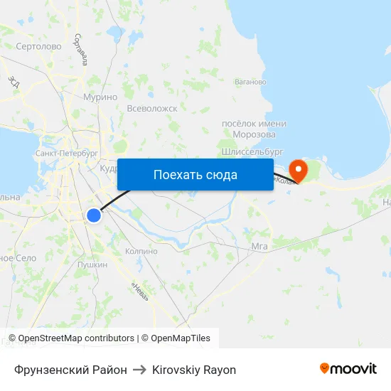 Фрунзенский Район to Kirovskiy Rayon map
