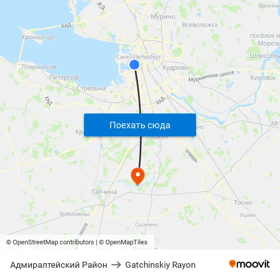 Адмиралтейский Район to Gatchinskiy Rayon map