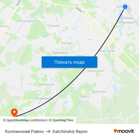 Колпинский Район to Gatchinskiy Rayon map