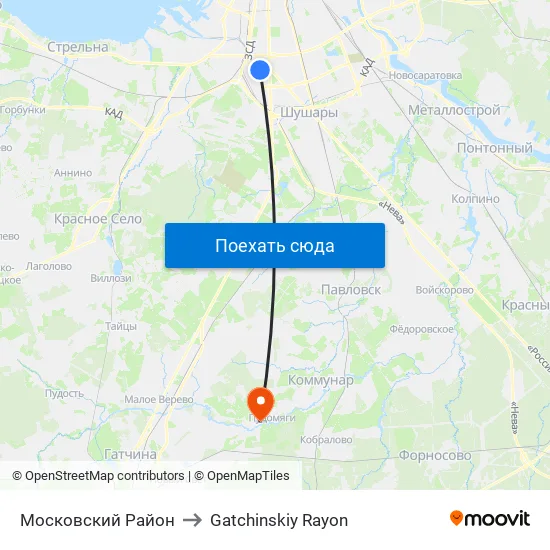Московский Район to Gatchinskiy Rayon map