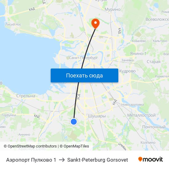 Аэропорт Пулково 1 to Sankt-Peterburg Gorsovet map