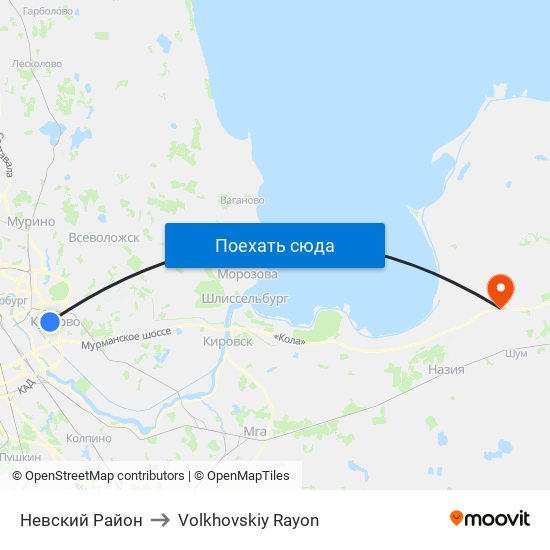 Невский Район to Volkhovskiy Rayon map