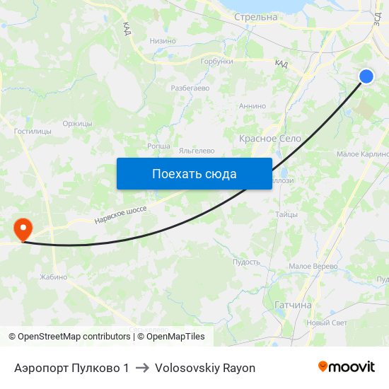 Аэропорт Пулково 1 to Volosovskiy Rayon map
