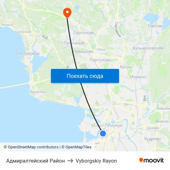 Адмиралтейский Район to Vyborgskiy Rayon map