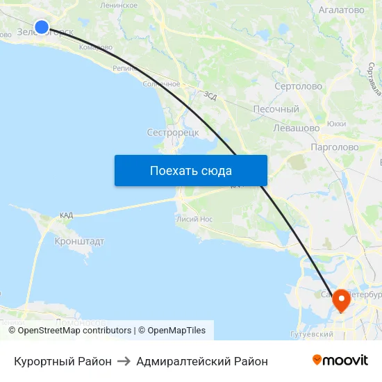 Курортный Район to Адмиралтейский Район map