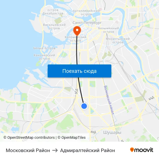 Московский Район to Адмиралтейский Район map