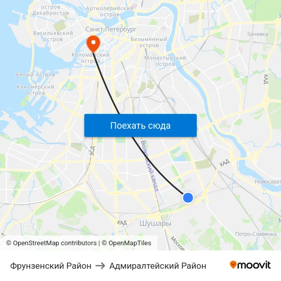 Фрунзенский Район to Адмиралтейский Район map