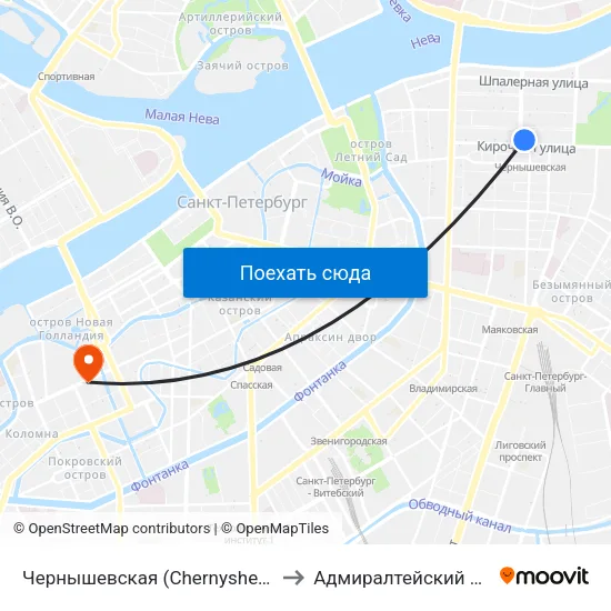 Чернышевская (Chernyshevskaya) to Адмиралтейский Район map