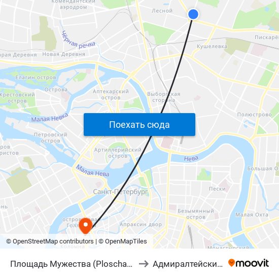 Площадь Мужества (Ploschad' Muzhestva) to Адмиралтейский Район map