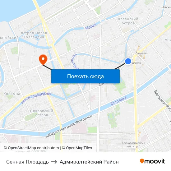 Сенная Площадь to Адмиралтейский Район map
