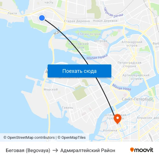 Беговая (Begovaya) to Адмиралтейский Район map