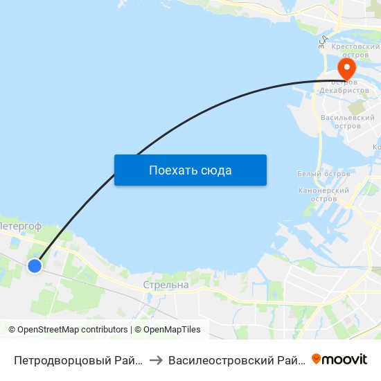 Петродворцовый Район to Василеостровский Район map