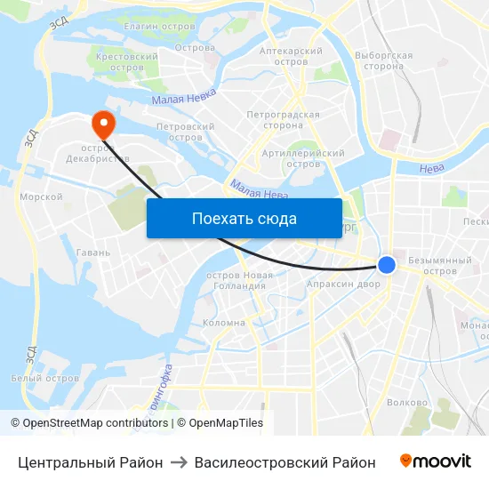 Центральный Район to Василеостровский Район map