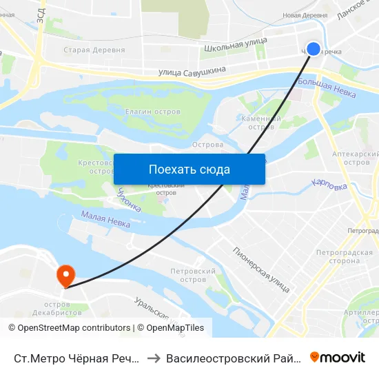 Ст.Метро Чёрная Речка to Василеостровский Район map