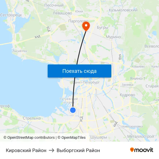 Кировский Район to Выборгский Район map