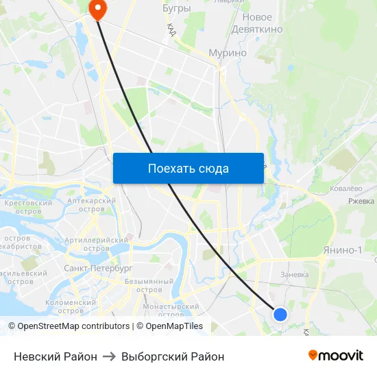Невский Район to Выборгский Район map