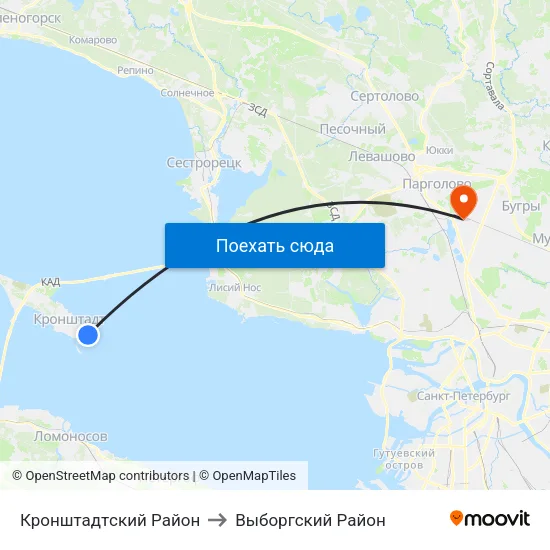 Кронштадтcкий Район to Выборгский Район map