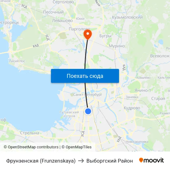Фрунзенская (Frunzenskaya) to Выборгский Район map